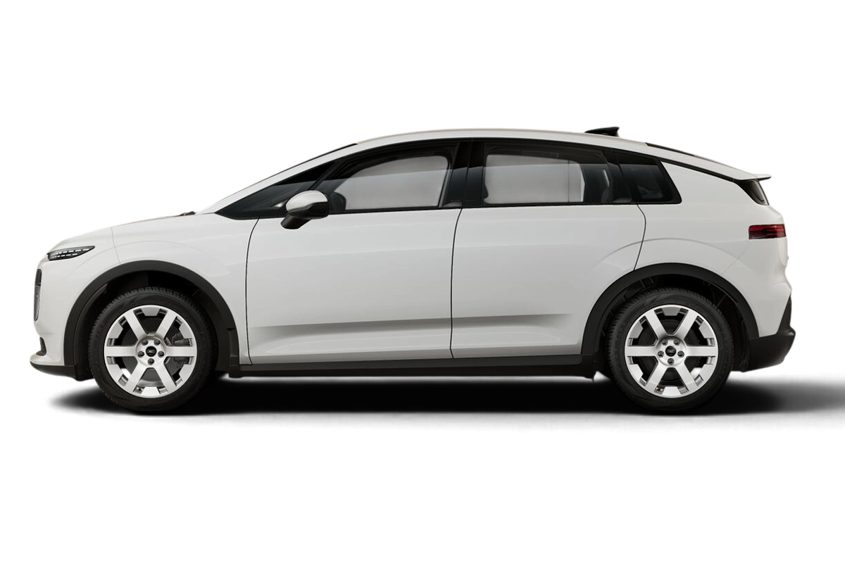 Audi A2 e-tron in weiß von der Seite