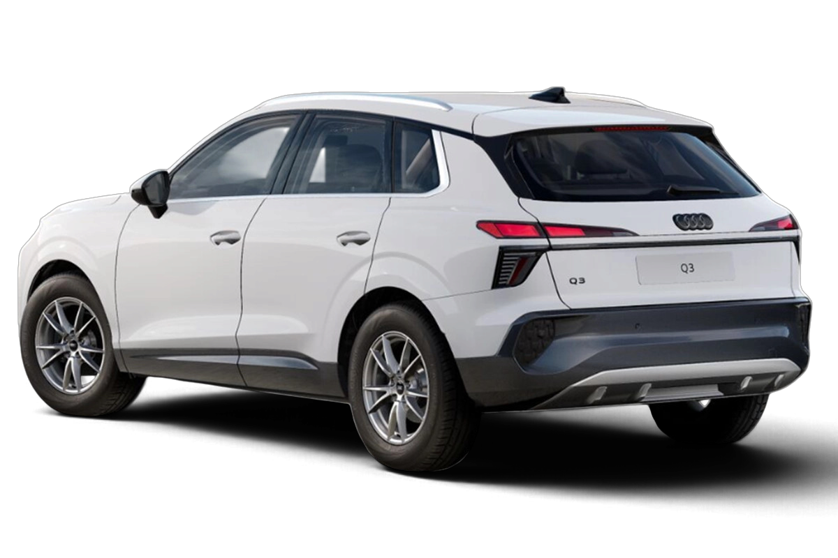 Audi Q3 in weiß, Heckansicht