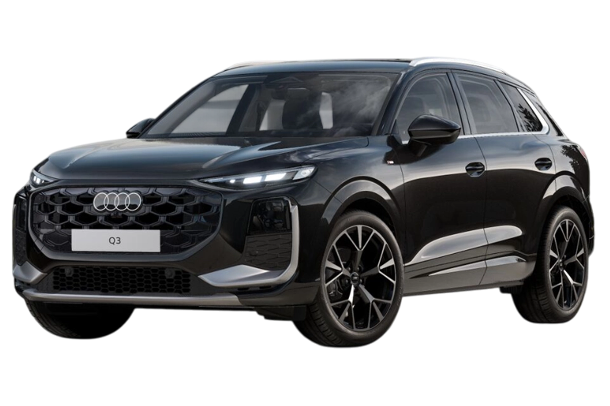 Audi Q3 in schwarz, Dreiviertelansicht
