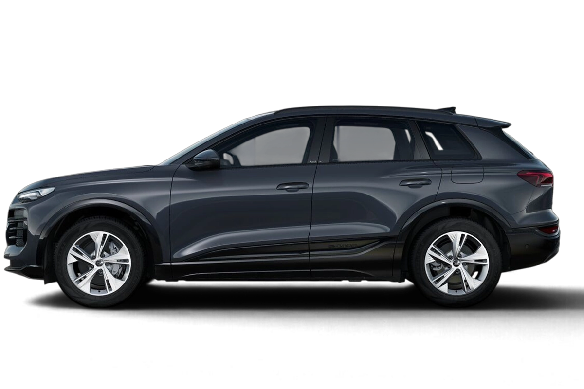 Audi Q6 e-tron in grau von der Seite