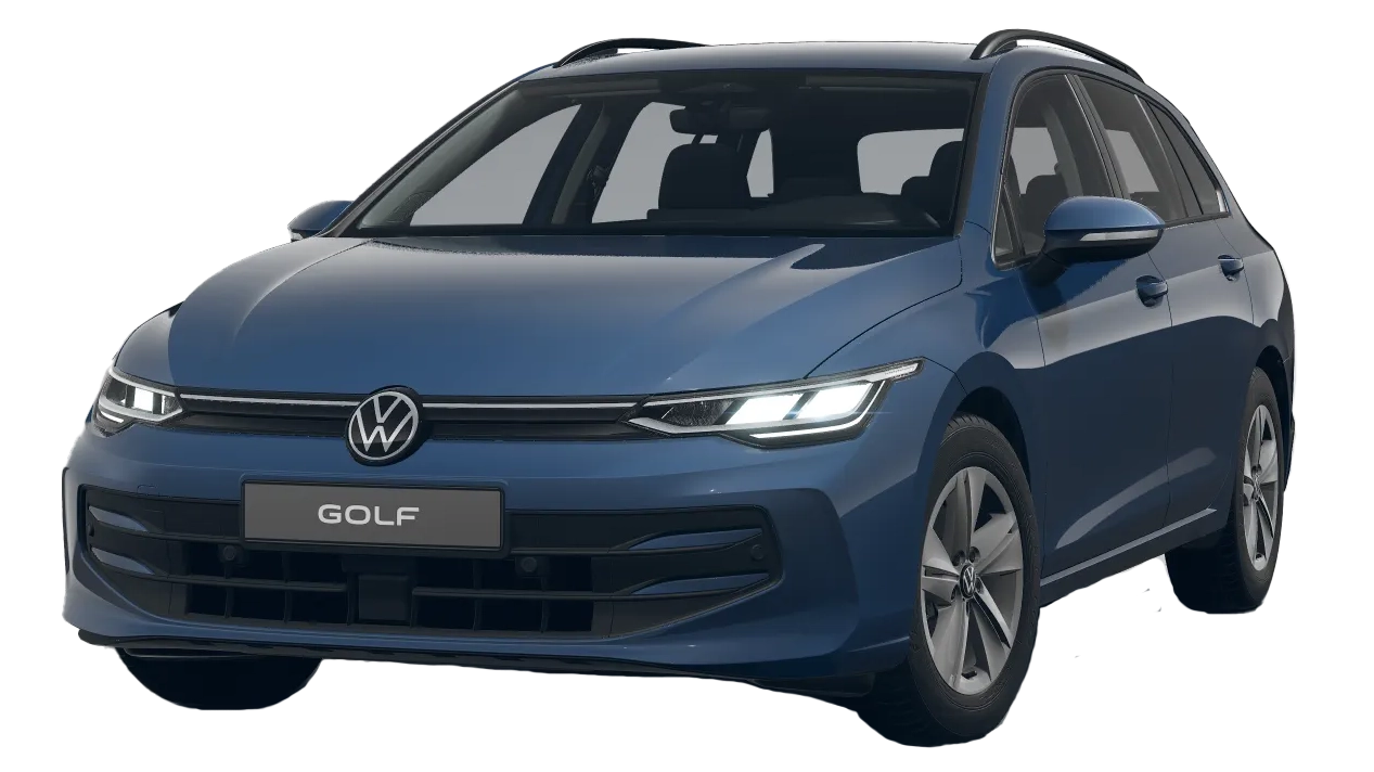 VW Golf Variant in dunkelblau dreiviertel Frontansicht